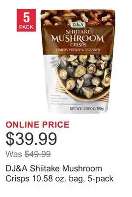 Costco DJ&A Shiitake Mushroom Crisps 10.58 oz. bag, 5-pack offer