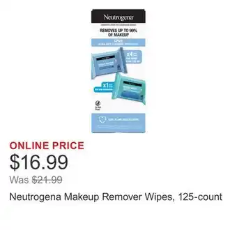 Costco Neutrogena Makeup Remover Wipes, 125-count offer