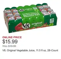 Costco V8, Original Vegetable Juice, 11.5 fl oz, 28-Count offer