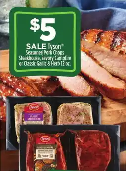 Dollar General Seasoned pork chops steakhouse, savory campfire or classic garlic & herb offer