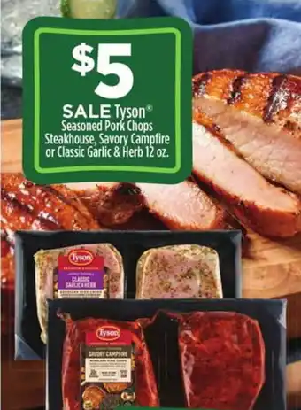 Dollar General Seasoned pork chops steakhouse, savory campfire or classic garlic & herb offer