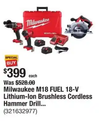 The Home Depot Milwaukee M18 FUEL 18-V Lithium-Ion Brushless Cordless Hammer Drill... offer