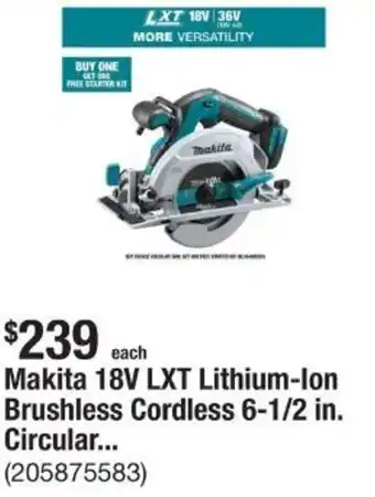 The Home Depot Makita 18V LXT Lithium-Ion Brushless Cordless 6-1/2 in. Circular... offer