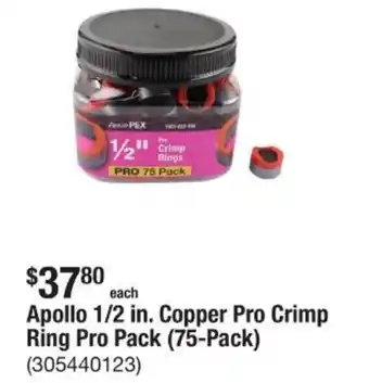 The Home Depot Apollo 1/2 in. Copper Pro Crimp Ring Pro Pack (75-Pack) offer