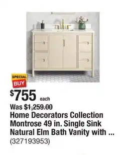 The Home Depot Home Decorators Collection Montrose Single Sink Natural Elm Bath Vanity with offer