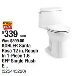 The Home Depot Kohler santa rosa 12 in. rough in 1-piece 1.6 gfp single flush e... offer