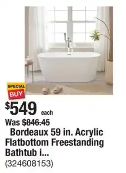 The Home Depot Bordeaux acrylic flatbottom freestanding bathtub i... offer