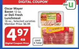 Vons Oscar Mayer Bacon 12 oz. or Deli Fresh Lunchmeat 16 oz offer