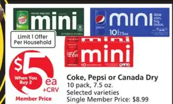 Vons Coke, Pepsi or Canada Dry offer