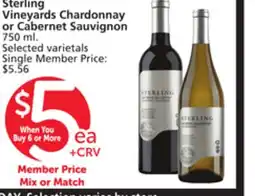 Vons Sterling Vineyards Chardonnay or Cabernet Sauvignon offer