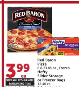 Vons Red Baron Pizza 8.8-23.45 oz., Frozen Hefty Slider Storage or Freezer Bags 12-40 ct offer