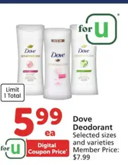 Vons Dove Deodorant offer