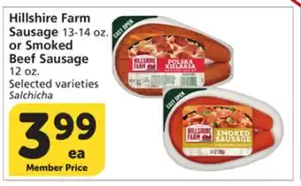 Vons Hillshire Farm Sausage 13-14 oz. or Smoked Beef Sausage 12 oz offer