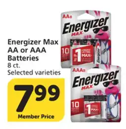 Vons Energizer Max AA or AAA Batteries offer