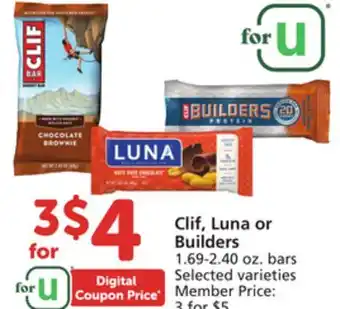 Vons Clif, Luna or Builders offer