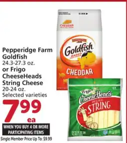 Vons Pepperidge Farm Goldfish 24.3-27.3 oz. or Frigo CheeseHeads String Cheese 20-24 oz offer