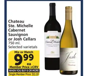 Vons Chateau Ste. Michelle Cabernet Sauvignon or Josh Cellars offer