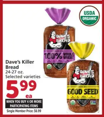 Vons Dave's Killer Bread offer