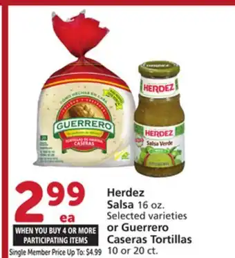 Vons Herdez Salsa 16 oz. Selected varieties or Guerrero Caseras Tortillas 10 or 20 ct offer