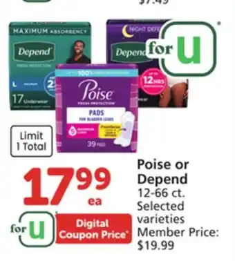 Vons Poise or Depend offer