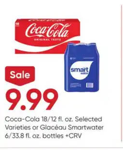 Stater Bros Coca-Cola 18/12 fl. oz. Selected Varieties or Glacéau Smartwater 6/33.8 fl. oz. bottles offer