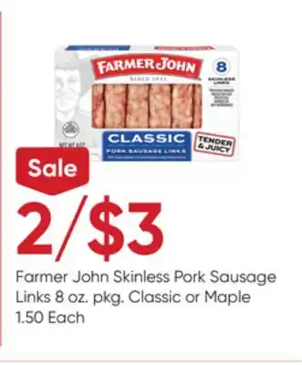 Stater Bros Farmer John Skinless Pork Sausage Links offer