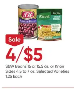 Stater Bros S&W Beans 15 or 15.5 oz. or Knorr Sides 4.5 to 7 oz offer