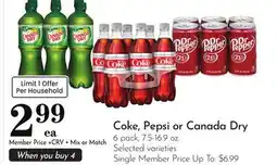 Pavilions Coke, Pepsi or Canada Dry offer