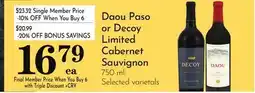 Pavilions Daou Paso or Decoy Limited Cabernet Sauvignon offer