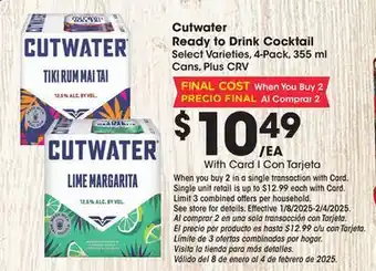 Ralphs Cutwater Ready to Drink Cocktail offer