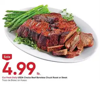 Stater Bros USDA Choice Beef Boneless Chuck Roast or Steak offer