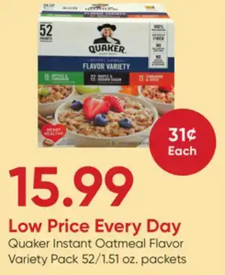 Stater Bros Quaker Instant Oatmeal Flavor Variety Pack offer