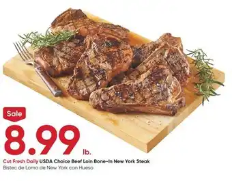 Stater Bros Cut Fresh Daily USDA Choice Beef Loin Bone-In New York Steak offer