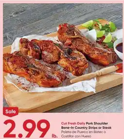 Stater Bros Cut Fresh Daily Pork Shoulder Bone-In Country Strips or Steak offer