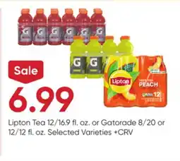 Stater Bros Lipton Tea 12/16.9 fl. oz. or Gatorade 8/20 or 12/12 fl. oz offer