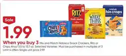 Stater Bros Nabisco Snack Crackers, Ritz or Chips Ahoy! offer