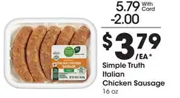 Ralphs Simple Truth Italian Chicken Sausage offer