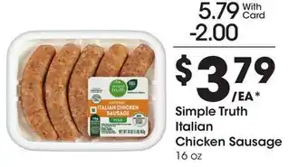 Ralphs Simple Truth Italian Chicken Sausage offer