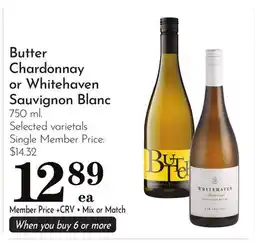 Pavilions Butter Chardonnay or Whitehaven Sauvignon Blanc offer