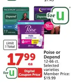 Albertsons Poise or Depend offer