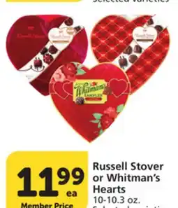 Albertsons Russell Stover or Whitman's Hearts offer