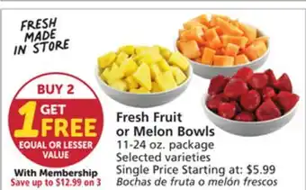 Albertsons Fresh Fruit or Melon Bowls offer