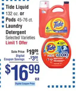 Smart & Final Tide Liquid or Pods Laundry Detergent offer