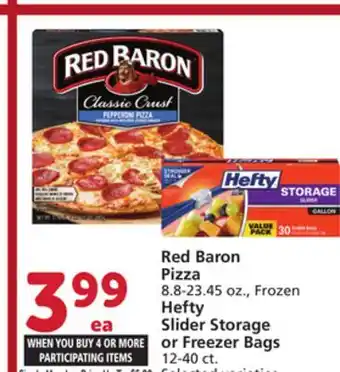 Albertsons Red Baron Pizza 8.8-23.45 oz., Frozen Hefty Slider Storage or Freezer Bags 12-40 ct offer