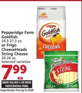 Albertsons Pepperidge Farm Goldfish 24.3-27.3 oz. or Frigo CheeseHeads String Cheese 20-24 oz offer