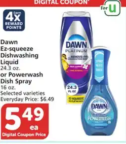 Albertsons Dawn Ez-squeeze Dishwashing Liquid 24.3 oz. or Powerwash Dish Spray 16 oz offer