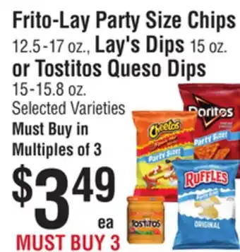 Smart & Final Frito-Lay Party Size Chips, Lay's Dips or Tostitos Queso Dips offer