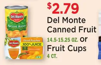 Heinen's Del Monte Canned Fruit 14.5-15.25 OZ. or Fruit Cups 4 CT offer