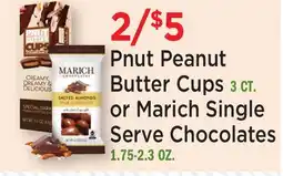 Heinen's Pnut Peanut Butter Cups 3 CT. or Marich Single Serve Chocolates 1.75-2.3 OZ offer