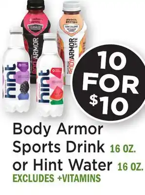 Heinen's Body Armor Sports Drink 16 OZ. or Hint Water 16 OZ offer